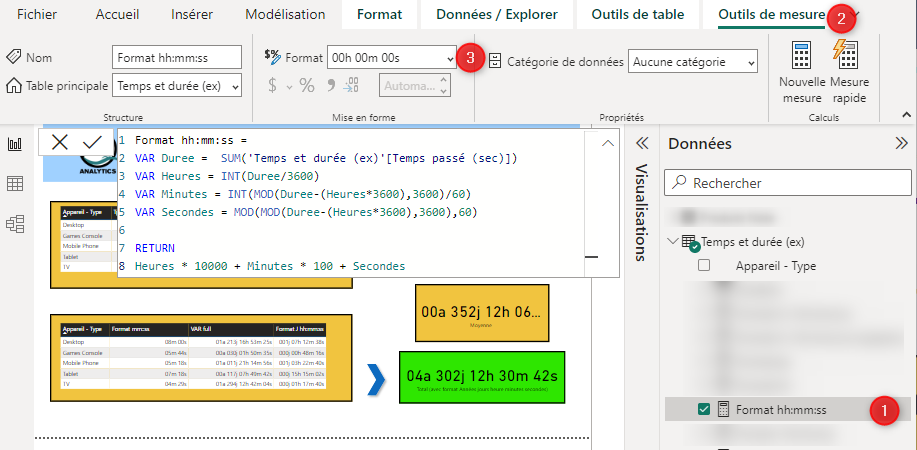 Configuration du format d'affichage