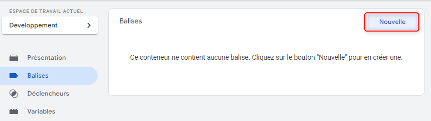Ajouter une nouvelle balise dans GTM