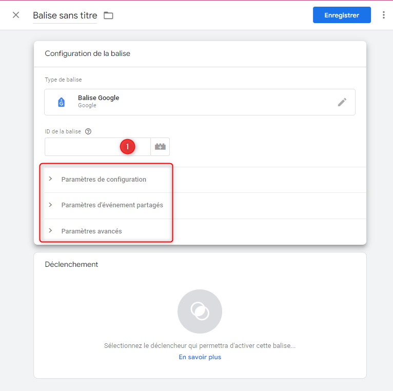 Configuration de la balise Google