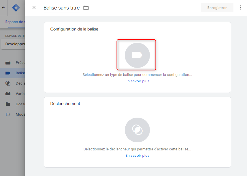 Choisir le type de balise dans GTM