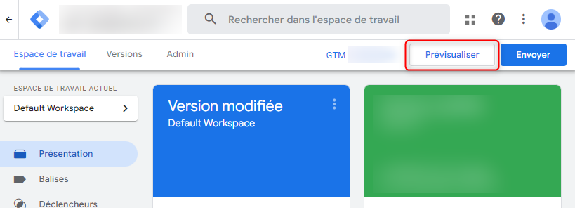 Mode prévisualisation de GTM