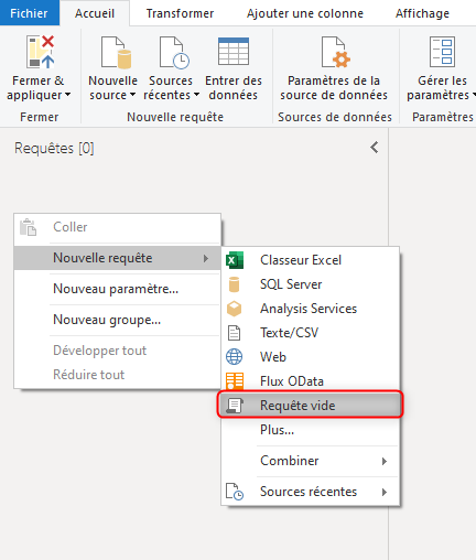 Interface Power Query