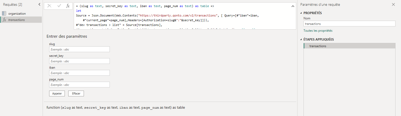 Fonction Power Query